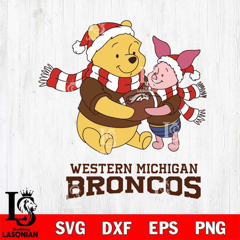 Western Michigan Broncos Winnie the Pooh & Piglet Football Cricut,Christmas SVG DXF EPS PNG FILE, NCAA Digital Download,Instant Download, Silhouette