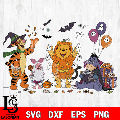Winnie The Pooh Friends Horror SVG DXF EPS PNG FILE, Halloween File Cut, Digital Download,Instant Download, Silhouette,Horror Cricut