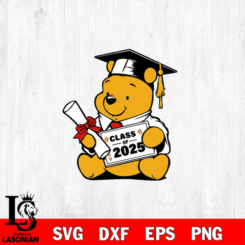 Winnie The Pooh Graduation 2025 Svg Eps Dxf Png File, Graduation File Cut,Digital Download,Instant Download,Disney Svg Files