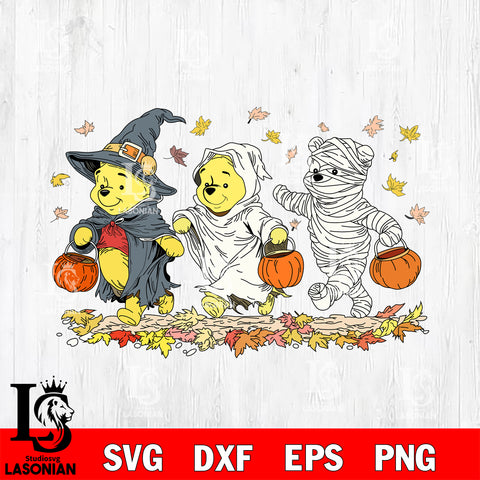 Winnie The Pooh Trick or trick SVG DXF EPS PNG FILE, Halloween File Cut, Digital Download,Instant Download, Silhouette,Horror Cricut