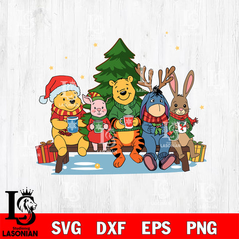 Winnie The Pooh christmas SVG DXF EPS PNG FILE, Disney svg ,Christmas Digital Download,Instant Download, Silhouette