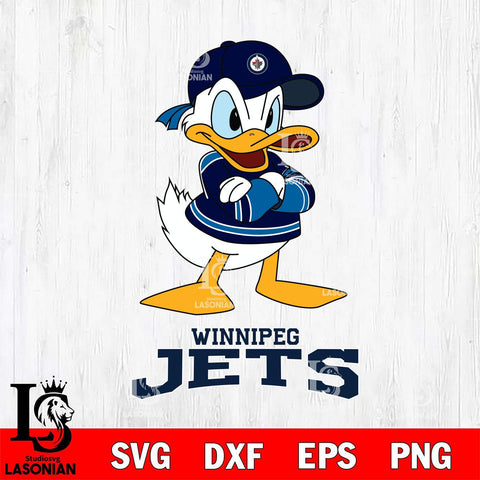 Winnipeg Jets Donald Duck NHL Hockey SVG DXF EPS PNG FILE,NHL File Cut,Disney Digital Download,Instant Download, Silhouette