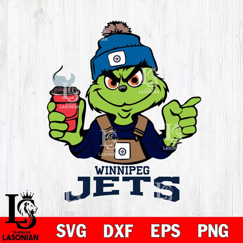 Winnipeg Jets Grinch with coffee Svg Eps Dxf Png File, Digital Download, Instant Download
