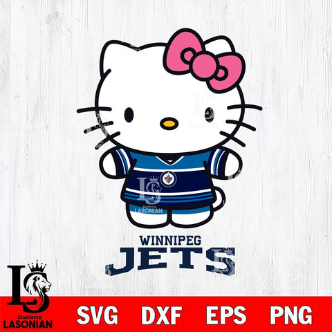 Winnipeg Jets Hello Kitty NHL Hockey SVG DXF EPS PNG FILE,NHL File Cut,Disney Digital Download,Instant Download, Silhouette
