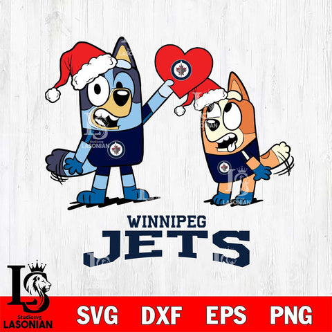 Winnipeg Jets Love Bluey Christmas Svg Eps Dxf Png File, Digital Download