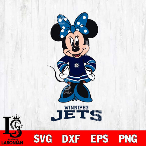 Winnipeg Jets Minnie Mouse NHL Hockey SVG DXF EPS PNG FILE,NHL File Cut,Disney Digital Download,Instant Download, Silhouette
