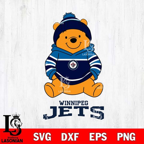 Winnipeg Jets Winnie The Pooh Hockey SVG DXF EPS PNG FILE,NHL File Cut,Disney Digital Download,Instant Download, Silhouette