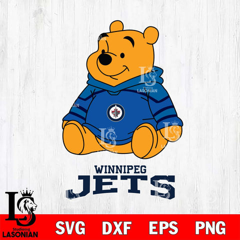 Winnipeg Jets Winnie The Pooh NHL Hockey SVG DXF EPS PNG FILE,NHL File Cut,Disney Digital Download,Instant Download, Silhouette