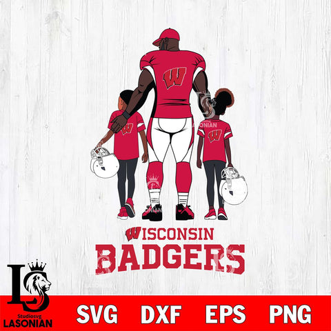 Wisconsin Badgers 3 Father and son Rugby SVG DXF EPS PNG FILE,NCAA SVG, Father day Digital Download,Instant Download, Silhouette