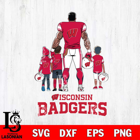 Wisconsin Badgers 4 Father and son Rugby SVG DXF EPS PNG FILE,NCAA SVG, Father day Digital Download,Instant Download, Silhouette