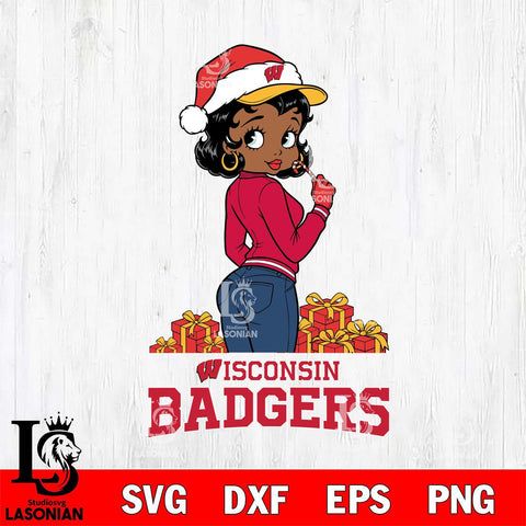 Wisconsin Badgers Betty Boop Back File Cut, NCAA SVG DXF EPS PNG PDF File, Digital Download , Criucut , Silhouette