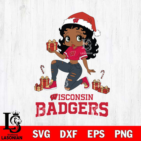 Wisconsin Badgers Betty Boop Gift File Cut, NCAA SVG DXF EPS PNG PDF File, Digital Download , Criucut , Silhouette