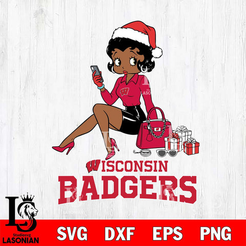 Wisconsin Badgers Betty Boop Phone File Cut, NCAA SVG DXF EPS PNG PDF File, Digital Download , Criucut , Silhouette