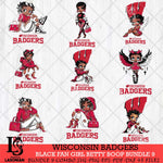 Wisconsin Badgers Black Fan Girl Betty Boop Bundle 9, Svg Eps Dxf Png File, Digital Download
