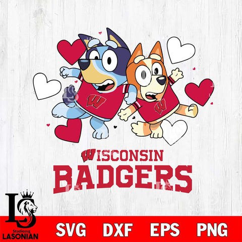 Wisconsin Badgers Bluey & Bingo 10 Svg Eps Dxf Png File, NCAA svg, Digital Download, Instant Download
