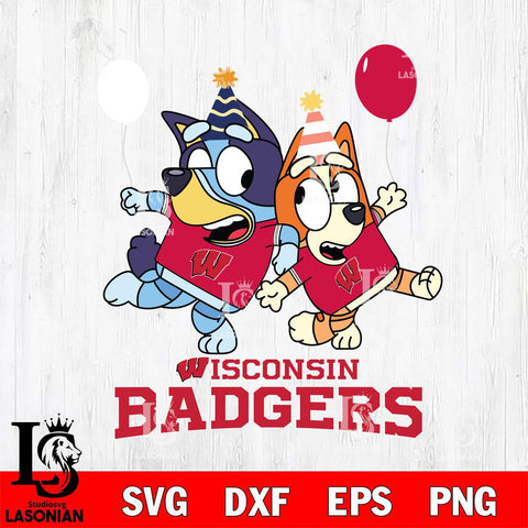 Wisconsin Badgers Bluey & Bingo 2 Svg Eps Dxf Png File, NCAA svg, Digital Download, Instant Download
