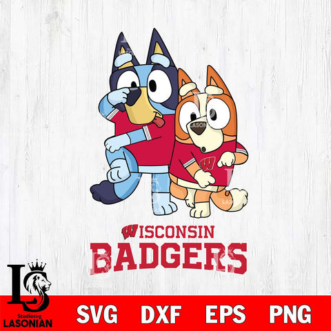 Wisconsin Badgers Bluey & Bingo Svg Eps Dxf Png File, NCAA svg, Digital Download, Instant Download