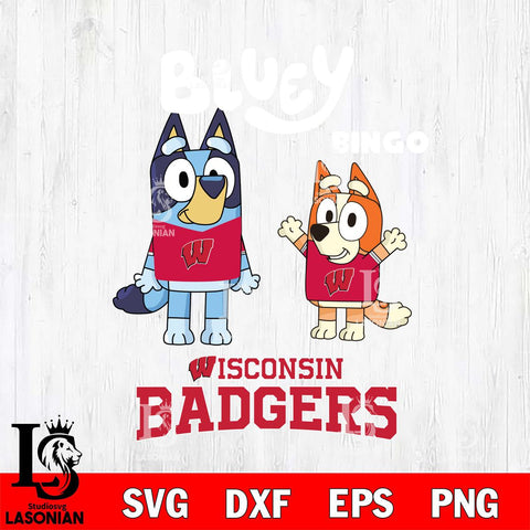 Wisconsin Badgers Bluey & Bingo 4 Svg Eps Dxf Png File, NCAA svg, Digital Download, Instant Download