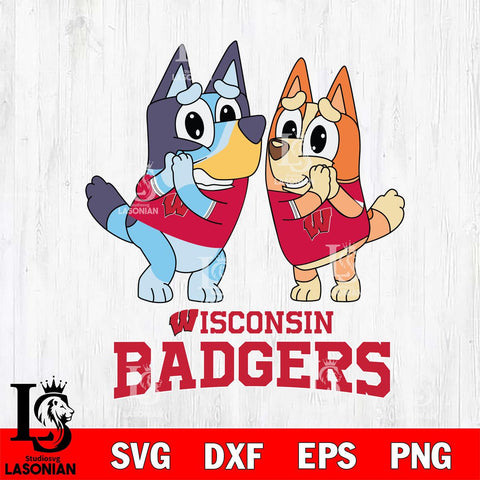 Wisconsin Badgers Bluey & Bingo 5 Svg Eps Dxf Png File, NCAA svg, Digital Download, Instant Download