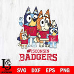 Wisconsin Badgers Bluey & Bingo 7 Svg Eps Dxf Png File, NCAA svg, Digital Download, Instant Download