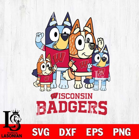 Wisconsin Badgers Bluey & Bingo 7 Svg Eps Dxf Png File, NCAA svg, Digital Download, Instant Download