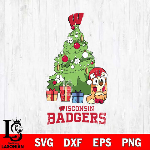 Wisconsin Badgers Bluey Chilli Christmas Tree Svg Eps Dxf Png File, Digital Download