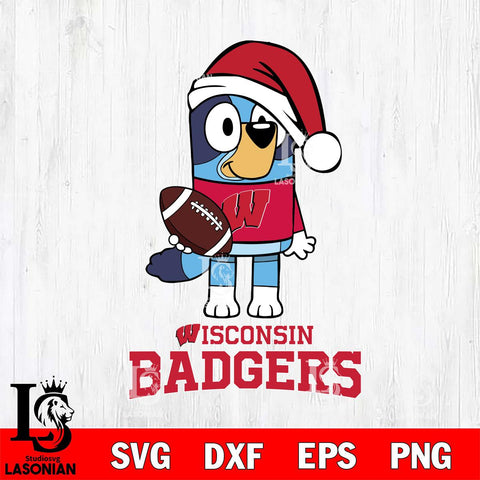 Wisconsin Badgers Bluey Christmas Svg Eps Dxf Png File, Digital Download