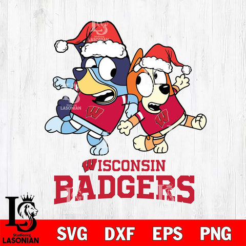 Wisconsin Badgers Bluey Christmas Holiday Svg Eps Dxf Png File, Digital Download