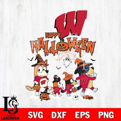 Wisconsin Badgers Bluey Halloween Family Svg Eps Dxf Png File, Digital Download, Instant Download