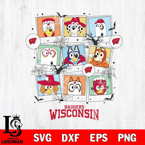Wisconsin Badgers Bluey Halloween Sport Svg Eps Dxf Png File, Digital Download, Instant Download