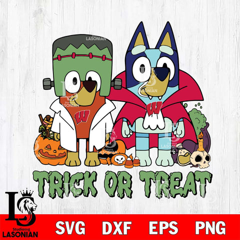 Wisconsin Badgers Bluey Halloween Trick or Treat Svg Eps Dxf Png File, Digital Download, Instant Download