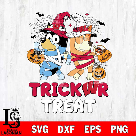 Wisconsin Badgers Bluey Trick or Treat Halloween 2 Svg Eps Dxf Png File, Digital Download, Instant Download