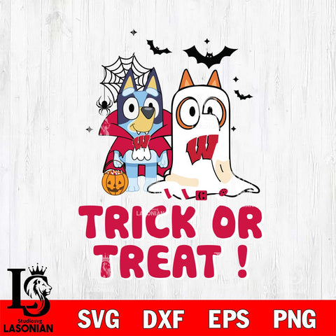 Wisconsin Badgers Bluey Trick or Treat Halloween Svg Eps Dxf Png File, Digital Download, Instant Download