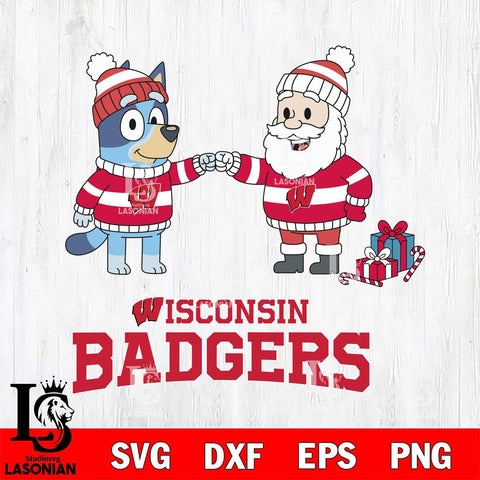 Wisconsin Badgers Bluey With Satan Christmas File Cut, NCAA SVG DXF EPS PNG FILE, Digital Download,Instant Download, Silhouette