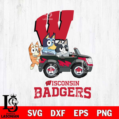 Wisconsin Badgers Bluey friends car Svg Eps Dxf Png File, NCAA svg, Digital Download, Instant Download