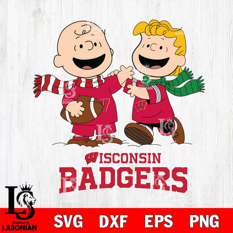 Wisconsin Badgers Charlie Brown & Linus Football Cricut,Christmas SVG DXF EPS PNG FILE, NCAA Digital Download,Instant Download, Silhouette