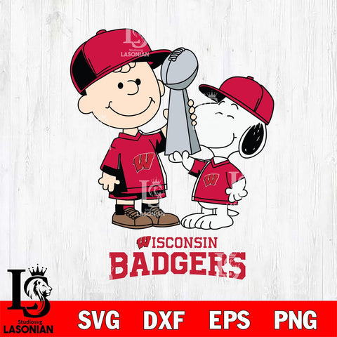 Wisconsin Badgers Charlie Brown and Snoopy Champions Svg Eps Dxf Png File, NCAA svg , Digital Download , Instant Download, Cricut File