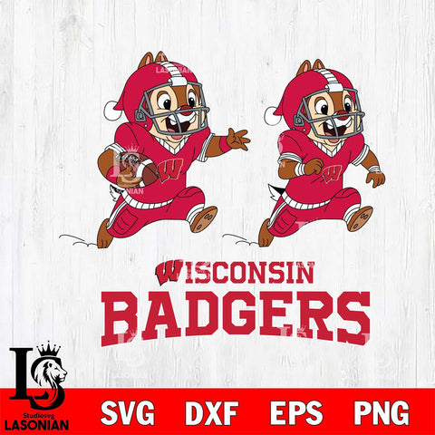 Wisconsin Badgers Chip & Dale Football Cricut,Christmas SVG DXF EPS PNG FILE, NCAA Digital Download,Instant Download, Silhouette