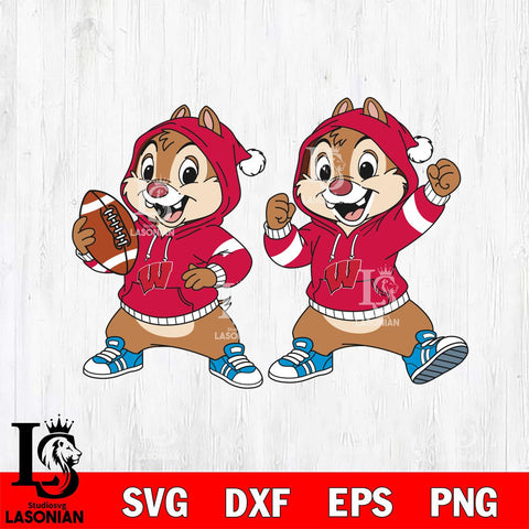 Wisconsin Badgers Chip và Dale Football File Cut, NCAA SVG DXF EPS PNG FILE, Digital Download , Criucut , Silhouette