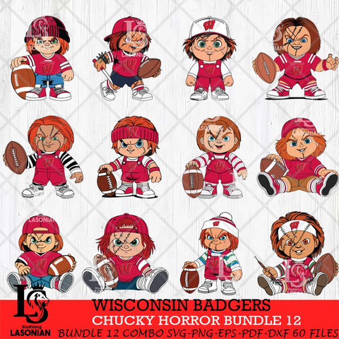 Wisconsin Badgers Chucky Horror Bundle 12 SVG Eps Dxf Png File, Bundle NCAA svg, Digital Download, Instant Download