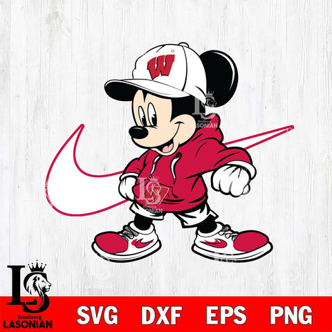 Wisconsin Badgers Cool Mickey Mouse Svg Eps Dxf Png File, NCAA svg, Digital Download, Instant Download