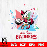 Wisconsin Badgers Cute Daisy Duck Cheerleader SVG DXF EPS PNG FILE, NCAA File Cut,Digital Download,Instant Download