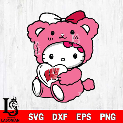 Wisconsin Badgers Cute Hello Kitty 3 Svg Eps Dxf Png File, Digital Download, Instant Download