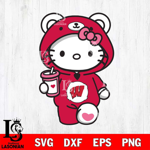 Wisconsin Badgers Cute Hello Kitty Svg Eps Dxf Png File, Digital Download, Instant Download