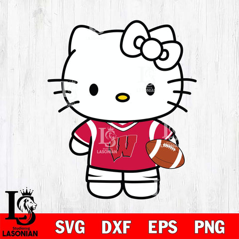 Wisconsin Badgers Cute Hello Kitty Football 8 Svg Eps Dxf Png File, NCAA svg, Digital Download, Instant Download