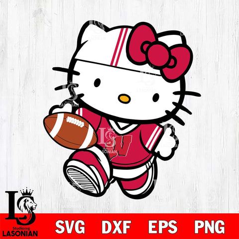 Wisconsin Badgers Cute Hello Kitty Football 9 Svg Eps Dxf Png File, NCAA svg, Digital Download, Instant Download