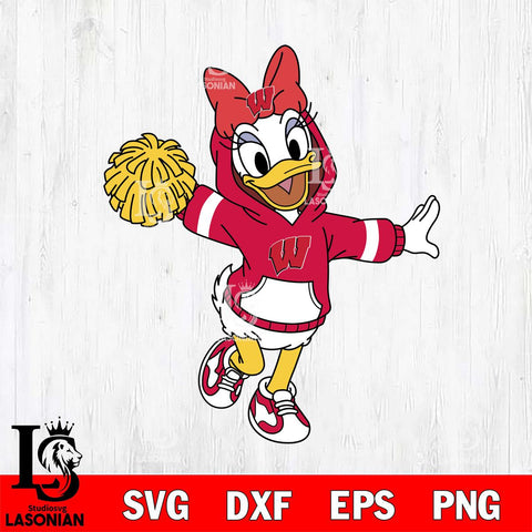 Wisconsin Badgers Daisy Duck Cheerleader Christmas File Cut, NCAA SVG DXF EPS PNG FILE, Digital Download , Criucut , Silhouette