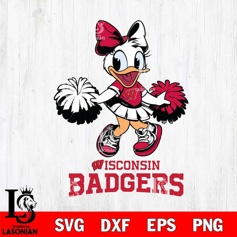 Wisconsin Badgers Daisy Duck Cheerleader Disney, Svg Eps Dxf Png File, Digital Download