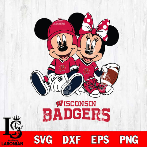 Wisconsin Badgers Disney Mickey And Minnie Football Svg Eps Dxf Png File, NCAA svg , Digital Download , Instant Download, Cricut File
