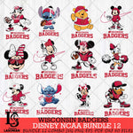 Wisconsin Badgers Disney NCAA Bundle Svg PNG 12 Svg Eps Dxf Png File, Digital Download